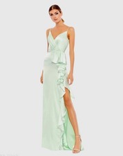 Mac Duggal Size 2 Mint Green 67815 Satin Ruffled Asymmetrical Gown Dress Prom