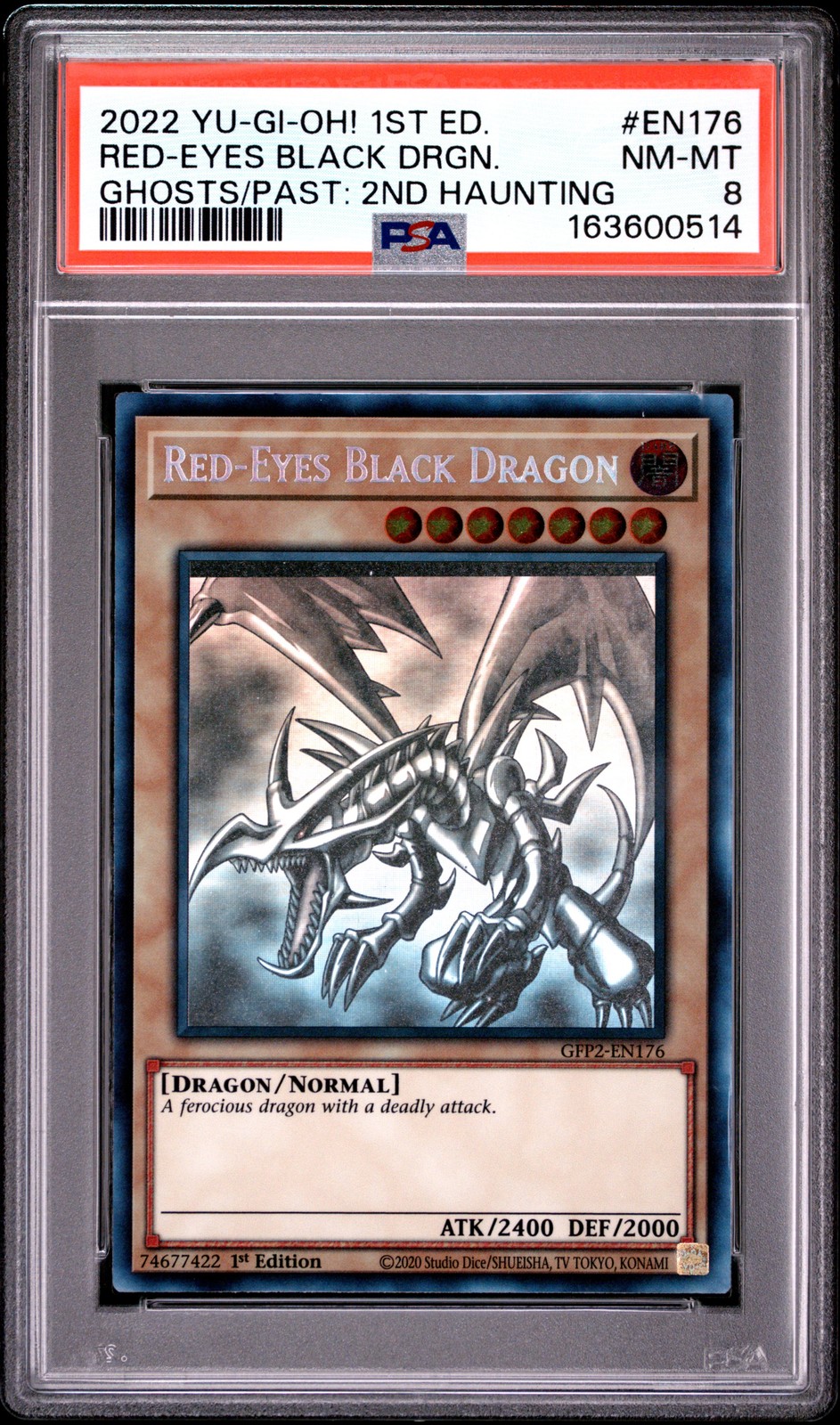-Eyes Black Dragon GFP2-EN176 Ghost Rare 1st Edition Yugioh PSA 8 *514