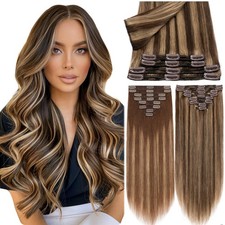CLEARANCE 100 Human Hair Extensions Clip In Remy Hair 8 Pieces THICK Full Head