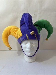 Vtg 1995 Jester Hat Blue Black Plush Cosplay Reenactment Renaissance Cap Jesters Hat | eBay main image 2