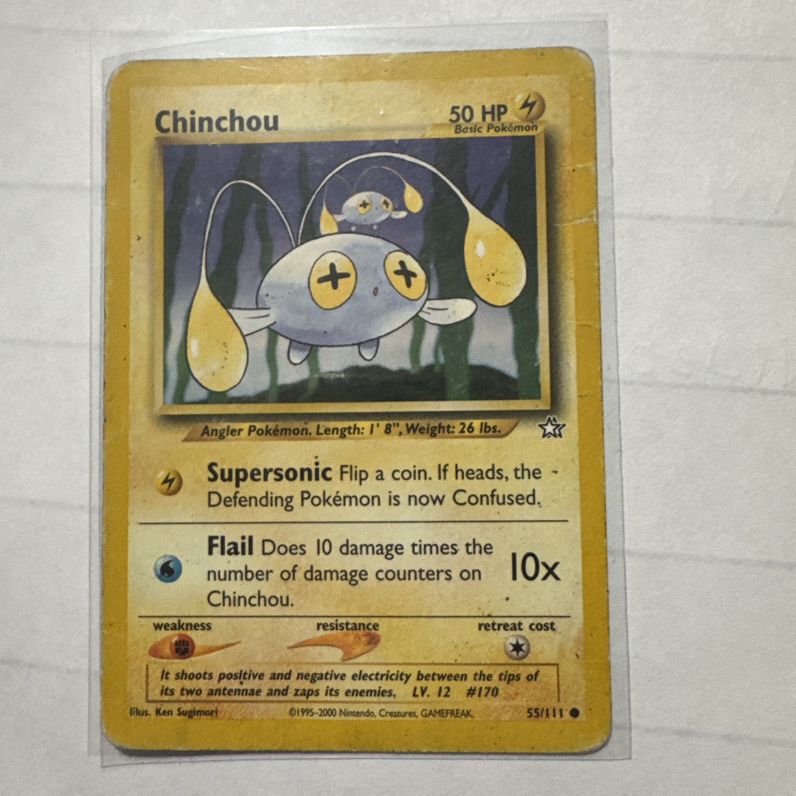 CHINCHOU 55/111 - Neo Genesis - VINTAGE WOTC POKEMON CARD - Unlimited - LP