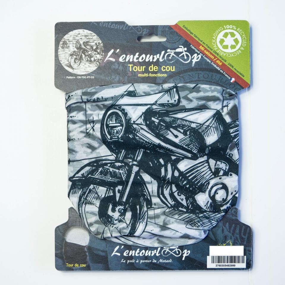 Tour de cou moto L'Entourloop gris anti-vent et 100% respirant