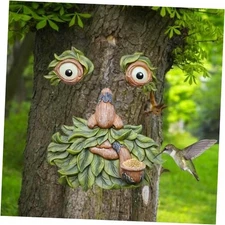 Large Tree Face Decor Outdoor - Bird Feeder, Unique Old Man Tree Face 12 Inch