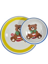 Mikasa Teddy CC004 Child's Plate Bowl Set Japan Teddy Bear Dinnerware