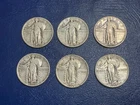 Lot Of 6 Standing Liberty Quarters: 1927 P, 1927 D, 1927 S, 1928P,D,S nice grade