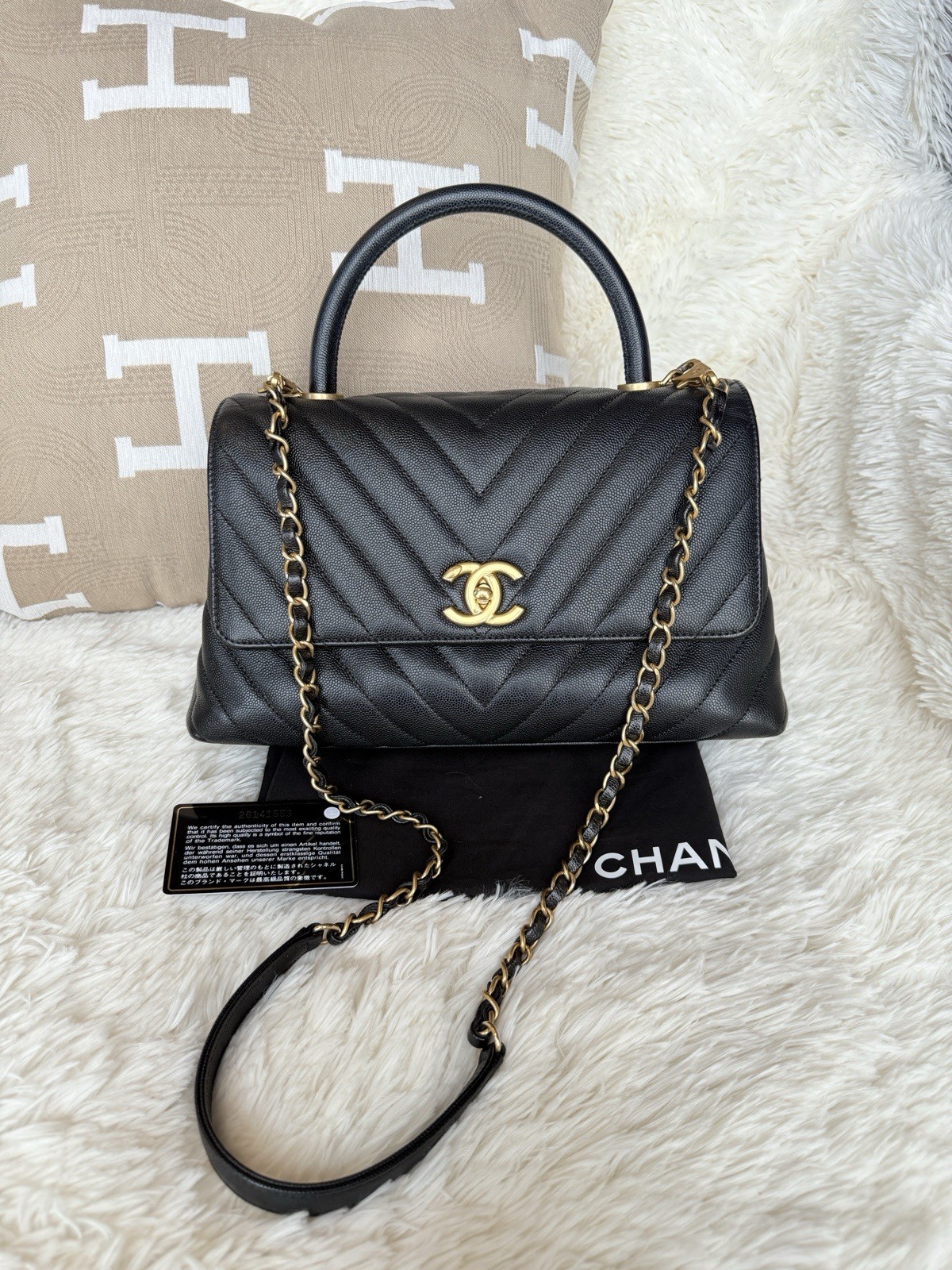 Chanel Black Medium Coco Handle handbag/crossbody bag with Gold Hardware