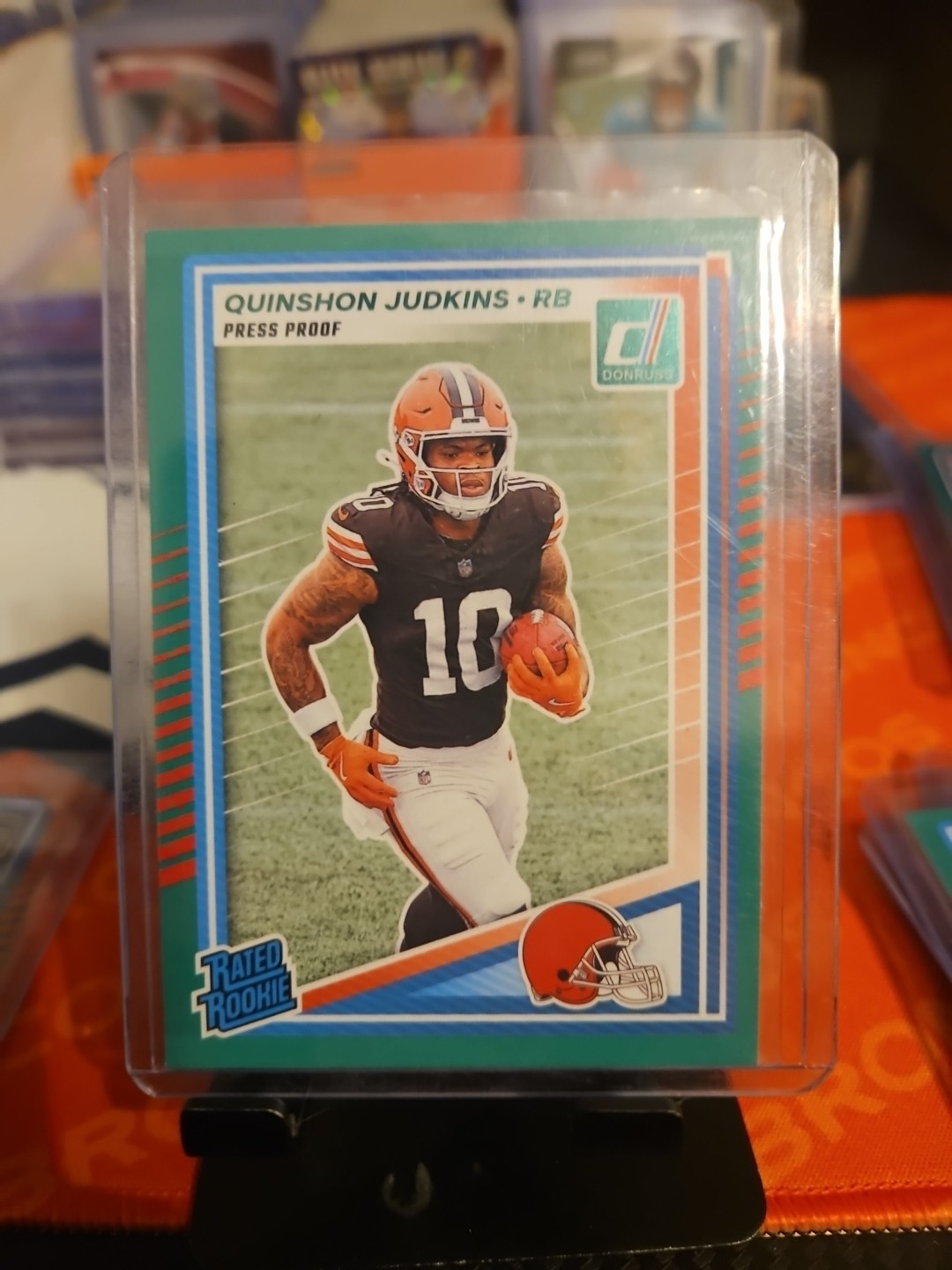 2025 Panini Donruss - Rated Rookie Quinshon Judkins #330 Press Proof Green (RC)