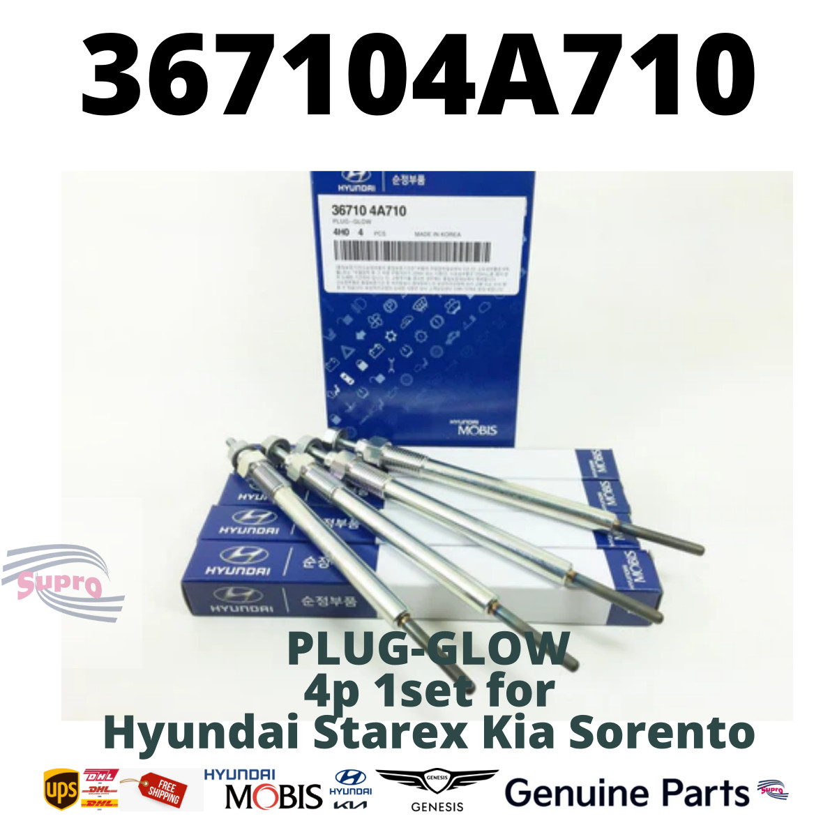 GENUINE OEM Hyundai KIA Glow Plug 4PCs Set 367104A710