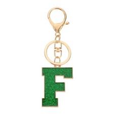 Initial Letter Keychain, A-Z Alphabet Keyring Letter F Metal Key Chain, Green