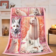 White Fox Blanket Soft Cozy Plush Warm Flannel Fleece 40x50 Inch Gifts