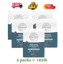 5 Packs -ExquisiCat Paper Pellet Cat Litter Unscented Low Dust Natural, 25lb 0.56 per pound