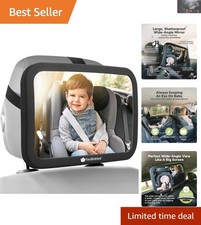 Shatterproof Baby Car Seat Mirror - 360 Adjustable for Safe Travel, Matte Black