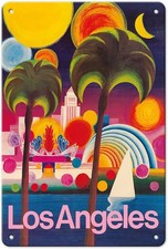 City of Los Angeles California - Vintage Airline Travel Poster c.1960s - 8 x 12
