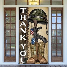 Memorial Day Decorations 4th of July Door Cover Thank You Veterans Patriotic D..