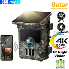 Trail Camera 4K 85MP Wildlife Game Cam 2 inch TFT LCD Solar Panel Night Vision