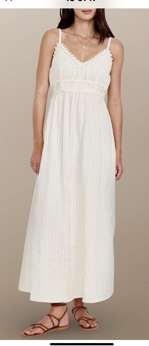 Old Navy Women's Fit & Flare Crochet-Bodice Maxi Dress - White - Petite Size M