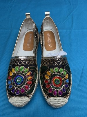 Patrizia by Spring Step Maylis-BM Embroidered Espadrille Loafers Flats Women 9