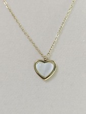 Stainless Steel Gold Tone White Heart Pendant Necklace