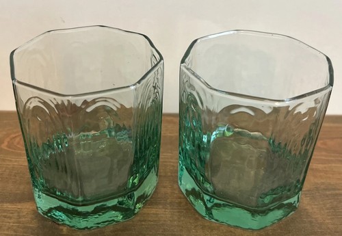 2er Set - Libbey Facets Green Octagon Lowball Tumbler Trinkgläser ~ NEUWERTIG! - Bild 2 von 4