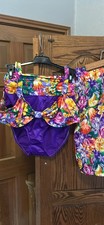 Vintage Swimsuit Skirt 3 Piece Set Catalina Floral Sz12 NWOT