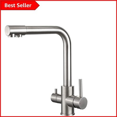 Eleganter Doppelgriff 3-Wege Wasserfilter Wasserhahn für moderne Küchen - gebürstete Oberfläche