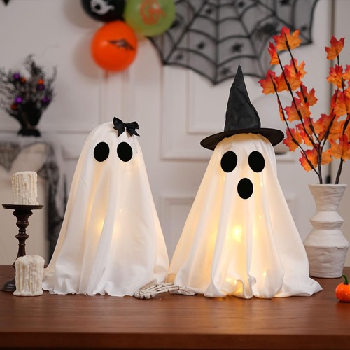 LED Leucht Halloween Geist Deko 2 Stück DIY Spooky Ghosts Tischdeko - Bild 6 von 7