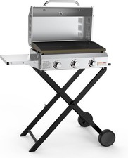 Onlyfire Gasgrill Plancha 3 Brenner 7 kW 57x36 cm faltbarer Rollwagen …