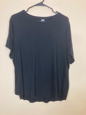 Old Navy Luxe Black Shirt Womens XL Petite Casual Goth Black Jack Crew Neck762
