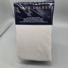 RALPH LAUREN FULL EXTRA DEEP  FITTED SHEET 464 White 100 Cotton Percale NEW