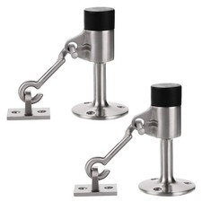 2 Pcs Stainless Steel Door Stopper with Hook, Contemporary Safety Doorstops w...