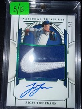 2024 NATIONAL TREASURES AUTO RICKY TIEDEMANN 5/5 RPA NIKE SWOOSH PATCH Blue Jays