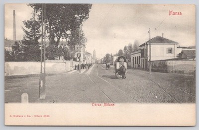 Monza Italy Corso Milano Street Scene Modiano Italian Postcard Early 1900s