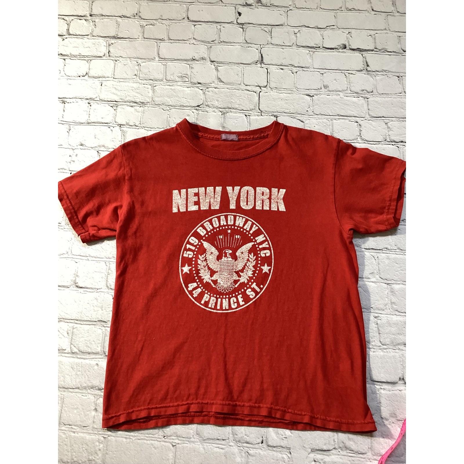 John Galt Brandy Melville New York City Broadway Eagle Graphic T-Shirt Red OS