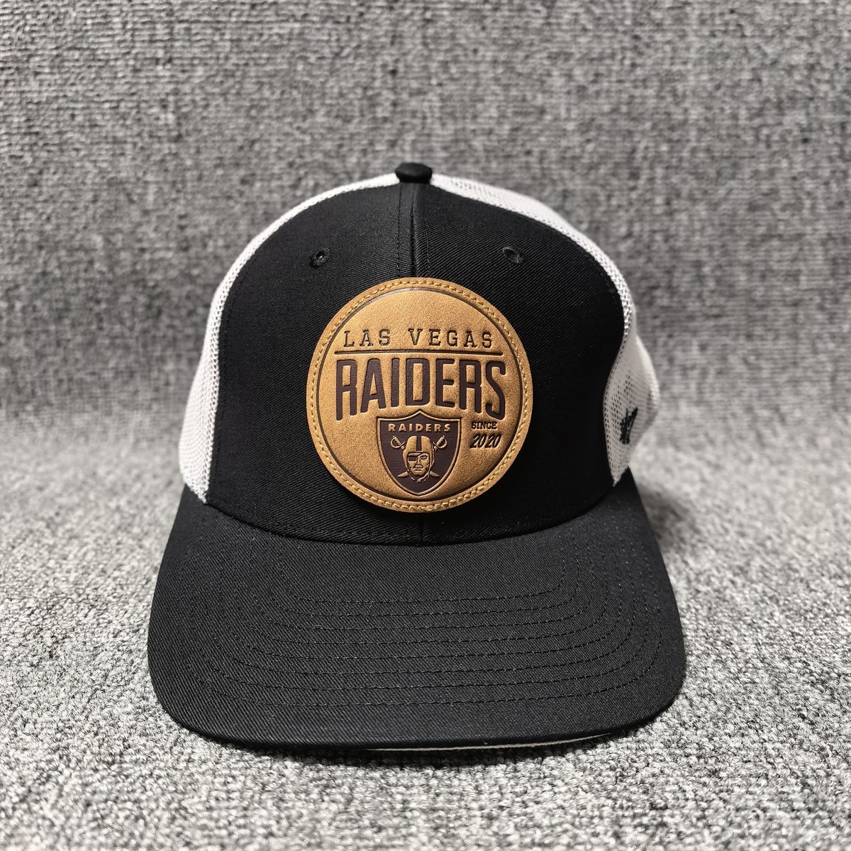'47 Brand Las Vegas Raiders Trucker Cap Black White Tan Patch NFL Hat