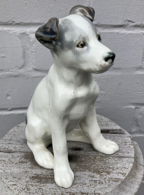 Vintage UdSSR ZiK Konakovo Terrier Hund Keramik Figur Figur Ornament 20 cm
