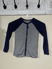 Cat Jack Boys Size 4 Gray/Blue Solid Raglan Long Sleeve Crew Neck rash guard