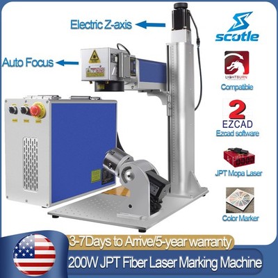 Scotle 200W AutoFocus JPT Mopa Fiber Laser Marking Machine ColorMarker Engraving