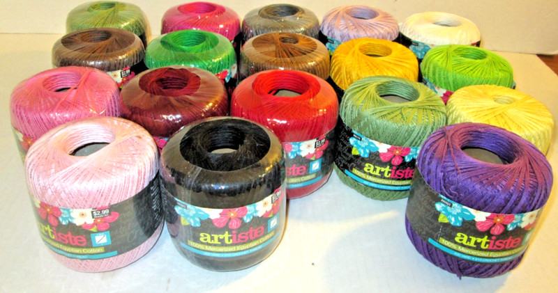 18 Balls Artiste Egyptian Cotton Crochet Thread #10- 11 New & 7 Nearly Full 400y