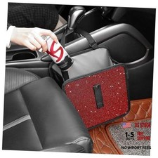 Foldable Trash Cans with Rhinestone, Bling Car Bin for Seat Organizer Red