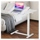 Adjustable Overbed Table with Wheels Mobile Tilting Laptop Desk Height