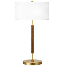 Henn Hart Hennhart 25 2-Tone Modern 2-Light Table Lamp White Fabric Drum Shade