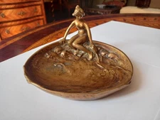 Jugendstil Cast Bronze Berndorf Nude Dish Signed O.Silber 1900s