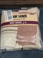 Muk Luks 6-Pack of Crew Height Cozy Women's Boot Socks -shoe size 6 -11 Men 6-10