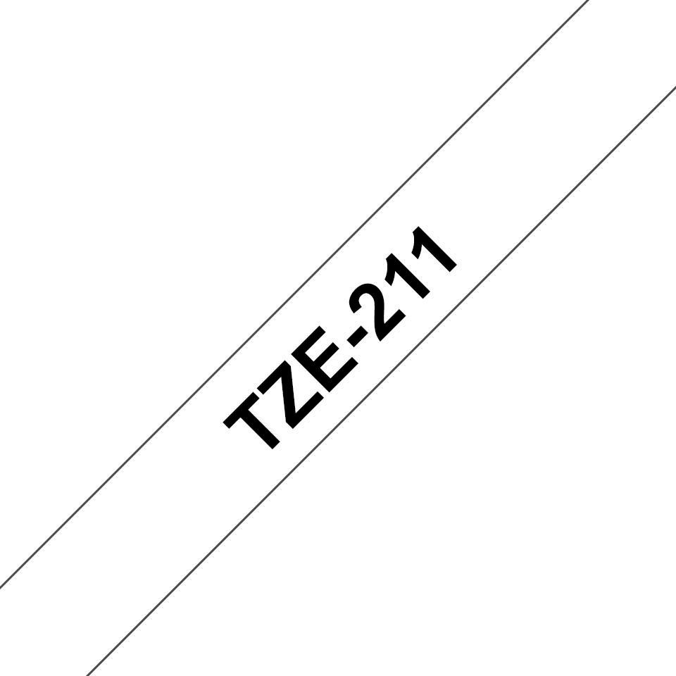 Brother TZE-211 Tape Black on White 6mm