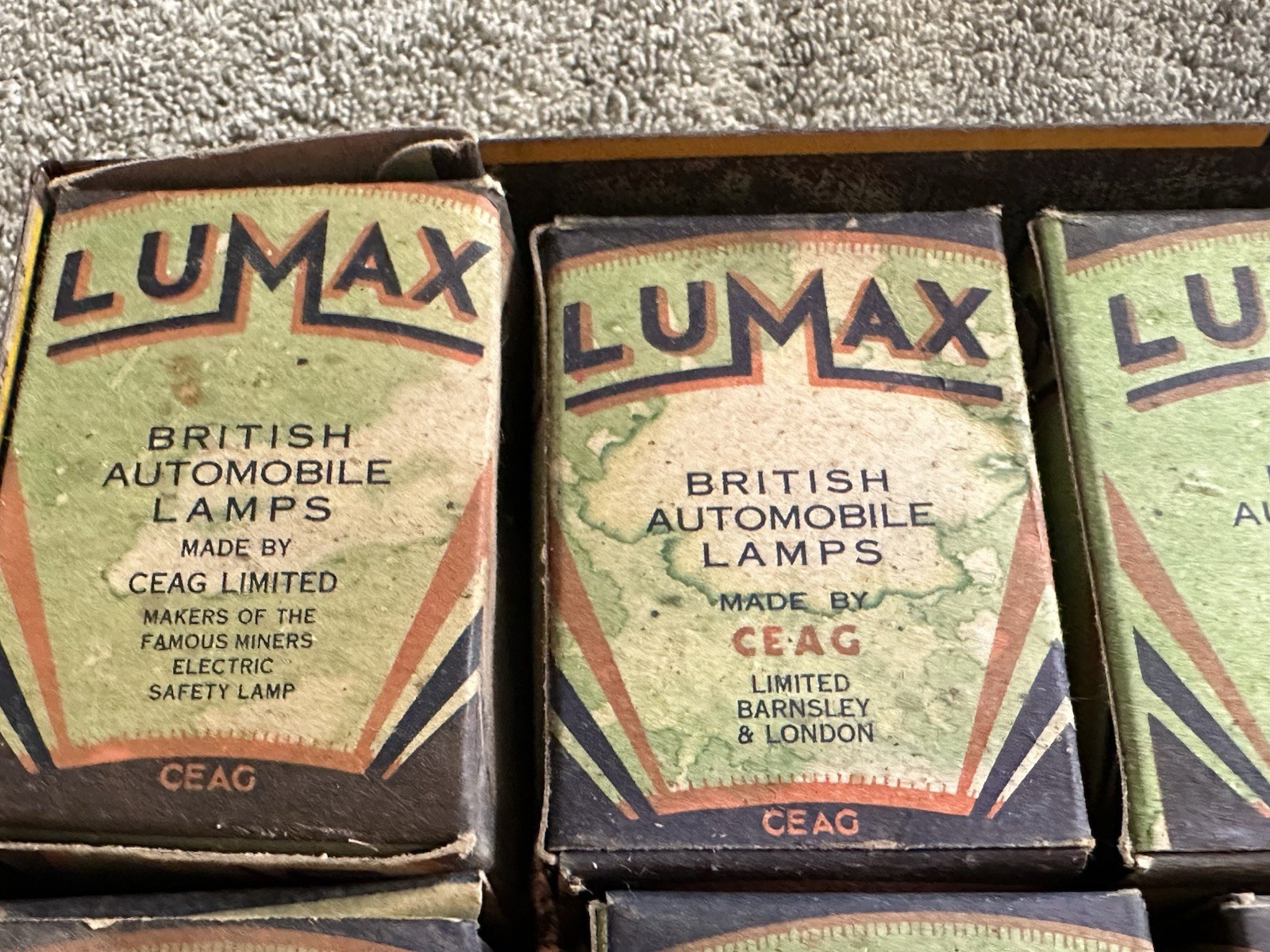 Vintage LUMAX BRITISH LIGHT BULB LOT 6/7V 36/36W Old Car Truck ENDURA Lamp Tin