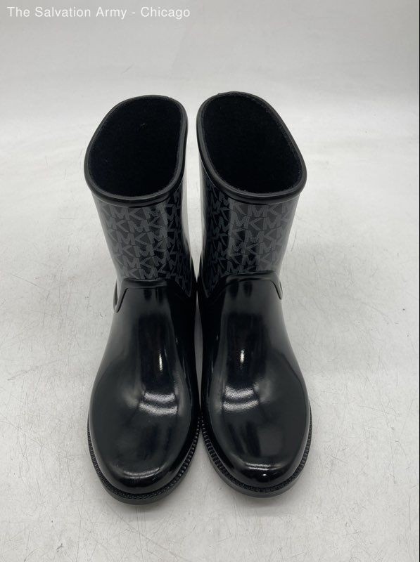 Michael Kors Womens Black Signature Print Mid-Calf Pull-On Rain Boots Size US 7M