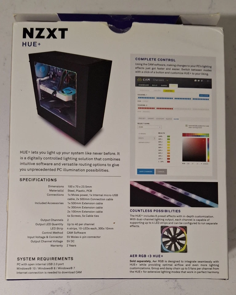 Iluminación avanzada para PC NZXT Hue+ negro (AC-HUEPS-M1) Foto 2 de 4