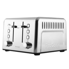ProCook 4 Slice Toaster 1800W Variable Browning Level Stainless Steel 8493
