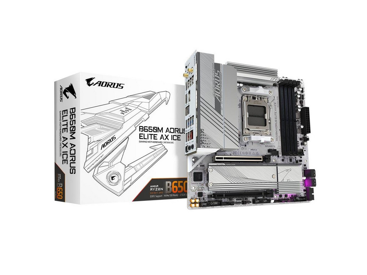 Gigabyte B650m Aorus Elite Ax Ice Matx Mainboard Sockel Am5 Hdmi/Dp/Usb-C/Wifi6e B650m A Elite Ax Ice - Bild 2