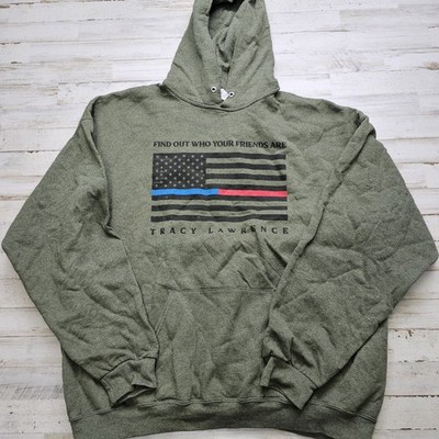 TRACY LAWRENCE USA Flag -  Find Out Who Your Friends Are Hoodie Sweatshirt 2XL